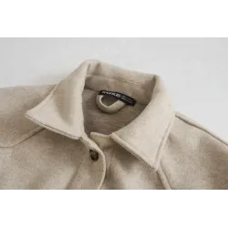 Vintage Wolljacke beige - mit Taschen / Gürtel / Knöpfen