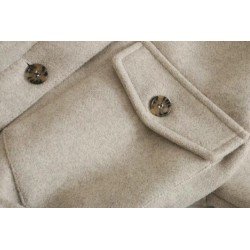 Vintage Wolljacke beige - mit Taschen / Gürtel / Knöpfen
