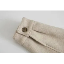 Vintage Wolljacke beige - mit Taschen / Gürtel / Knöpfen