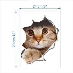 3D Katze - Wand- / Toilettenaufkleber - Vinyl