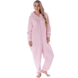 Einteiliger Pyjama - flauschiger Fleece-warmer Overall - mit Kapuze / Reißverschluss