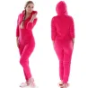 Einteiliger Pyjama - flauschiger Fleece-warmer Overall - mit Kapuze / Reißverschluss