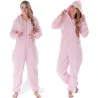 Einteiliger Pyjama - flauschiger Fleece-warmer Overall - mit Kapuze / Reißverschluss