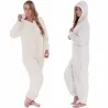 Einteiliger Pyjama - flauschiger Fleece-warmer Overall - mit Kapuze / Reißverschluss