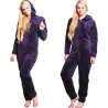 Einteiliger Pyjama - flauschiger Fleece-warmer Overall - mit Kapuze / Reißverschluss