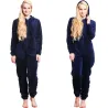 Einteiliger Pyjama - flauschiger Fleece-warmer Overall - mit Kapuze / Reißverschluss