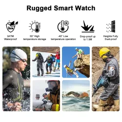KOSPET ROCK - Smart Watch - Bluetooth - Android / IOS - wodoodporny - fitness tracker - ciśnieniomierzInteligentne zużycie