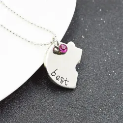 "Best Friends Forever and Ever" - hjärtformat halsband med kristaller - 4 stycken
