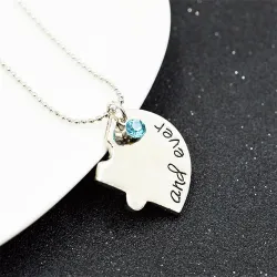 "Best Friends Forever and Ever" - hjärtformat halsband med kristaller - 4 stycken