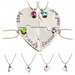 Collar"Best Friends Forever and Ever" - collar en forma de corazón con cristales - 4 piezas