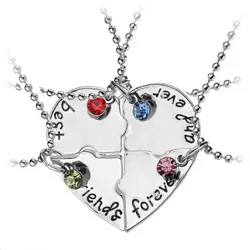 Collar"Best Friends Forever and Ever" - collar en forma de corazón con cristales - 4 piezas