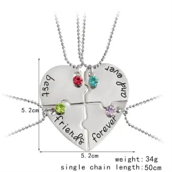 Collar"Best Friends Forever and Ever" - collar en forma de corazón con cristales - 4 piezas