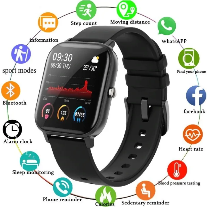 LIGE P8 - Smart Watch - Bluetooth - wasserdicht - LED - Android / IOS - Unisex