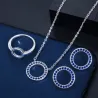 Classic round jewelry set - necklace / earrings / ring - with cubic zirconia