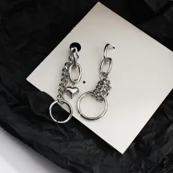 Lange Silberohrringe - Mini-Anhänger in Herzform / Kette / Kreise