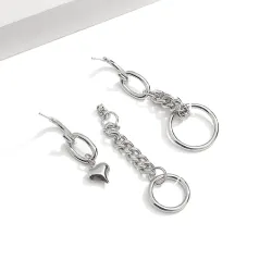 Lange Silberohrringe - Mini-Anhänger in Herzform / Kette / Kreise