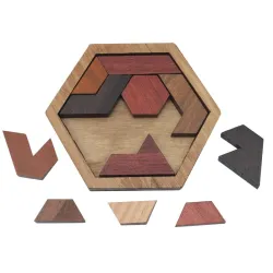 Geometryczne puzzle drewniane - gra edukacyjnaDrewniane