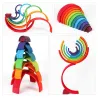 Creative building blocks - wooden educational toy - rainbow / boxes / people figures / balls