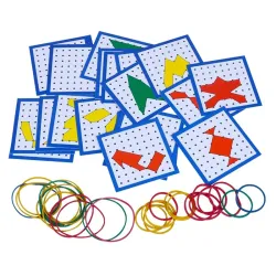Kreative Grafiken - Gummibänder / Nägel - Puzzlebrett aus Holz - Lernspielzeug