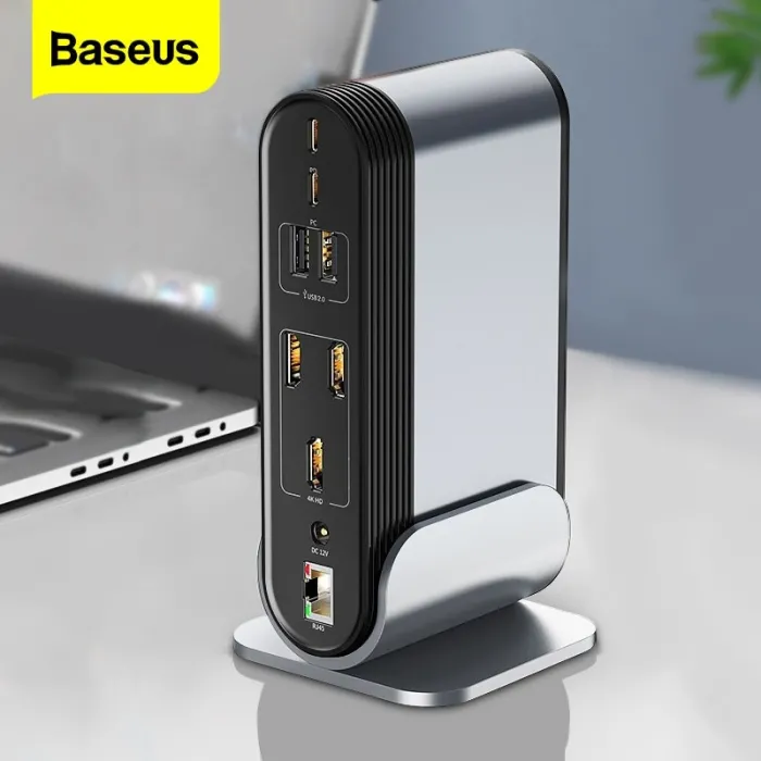Baseus - USB-C 3.0 / HUB type-C naar HDMI - RJ45 VGA SD / TF - voedingsadapter - 17 in 1 dockingstation voor Macbook ProStands