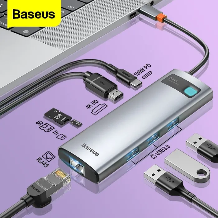 Baseus - USB C HUB USB typ-C - multi HUB 3.0 - Ethernet - rozdzielacz - przejściówka - do Macbooka / SamsungaHuby
