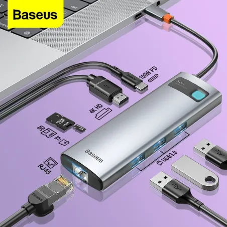 Baseus - USB C HUB USB type-C - multi HUB 3.0 - Ethernet - splitter - adapter - voor Macbook / SamsungHubs