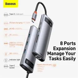 Baseus - USB 3.0 type-C HUB naar HDMI RJ45 - SD Reader PD - dockstation - splitter - voor MacBook ProHubs