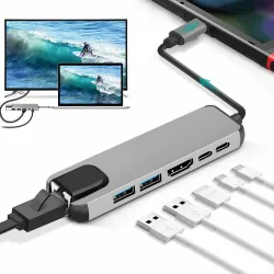 USB-C hub - multipoort adapter - splitter - USB 3 - HDMI - RJ45 PDHubs