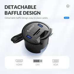 Przelotka na biurko - HUB USB 3.0 typ-C - rozdzielacz wysokiej prędkości - z adapterem SD/TF/słuchawki/mikrofon - do PCHuby