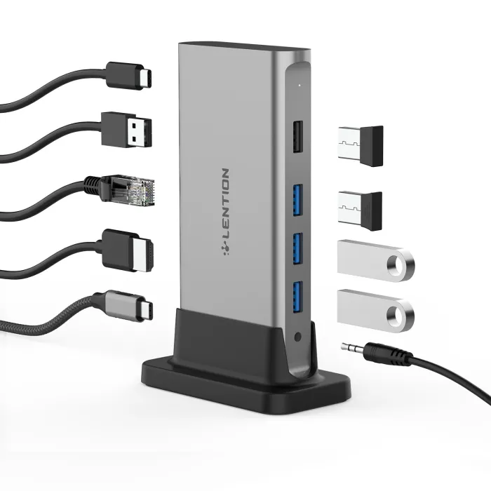 11 w 1 - USB C HUB Type-C do multi HDMI RJ45 VGA - USB 3.0 / 2.0 - adapter - stacja dokującaRozgałęźniki