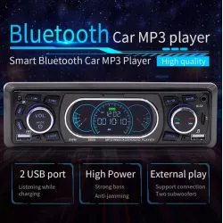 Autoradio Bluetooth Din 1 - AUX/TF/USB FM/MP3 - 60Wx4 - appel mains libres