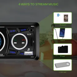 Autoradio Bluetooth Din 1 - AUX/TF/USB FM/MP3 - 60Wx4 - appel mains libres