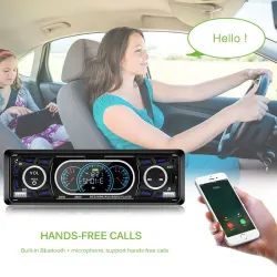 Autoradio Bluetooth Din 1 - AUX/TF/USB FM/MP3 - 60Wx4 - appel mains libres