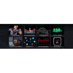 KOSPET ROCK - Smart Watch - Bluetooth - Android / IOS - wodoodporny - fitness tracker - ciśnieniomierzInteligentne zużycie