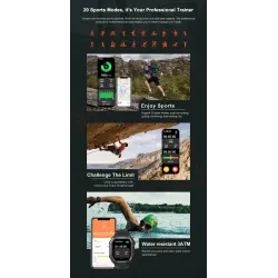 KOSPET ROCK - Smart Watch - Bluetooth - Android / IOS - wodoodporny - fitness tracker - ciśnieniomierzInteligentne zużycie