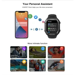 KOSPET ROCK - Smart Watch - Bluetooth - Android / IOS - wodoodporny - fitness tracker - ciśnieniomierzInteligentne zużycie