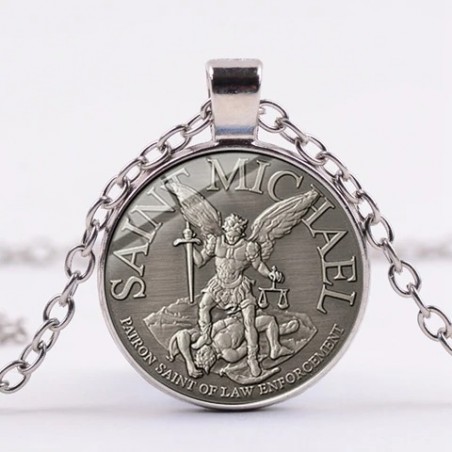 CollarArchangel St.Michael necklace - glass gem pendant -