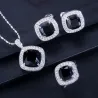 Elegante set di gioielli - collana / orecchini / anello - con zaffiro - argento sterling