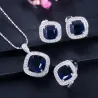 Ensemble de bijoux élégant - collier / boucles d'oreilles / bague - avec saphir - argent sterling