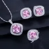 Ensemble de bijoux élégant - collier / boucles d'oreilles / bague - avec saphir - argent sterling