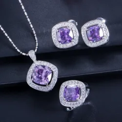 Elegantes Schmuckset - Halskette / Ohrringe / Ring - mit Saphir - Sterling Silber