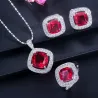 Elegante set di gioielli - collana / orecchini / anello - con zaffiro - argento sterling