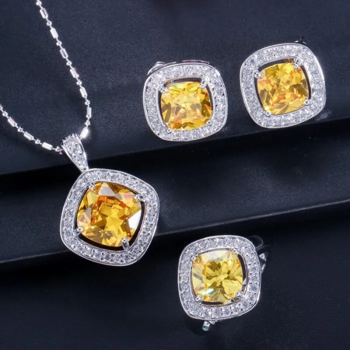 Ensemble de bijoux élégant - collier / boucles d'oreilles / bague - avec saphir - argent sterling
