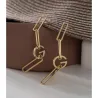 Stylish irregular geometric long earrings - with G letter - goldEarrings