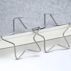 Large star hoop silver earringsEarrings