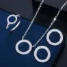 Klassisches rundes Schmuckset - Halskette / Ohrringe / Ring - mit Zirkonia