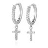 Round crystal hoops earrings with cross