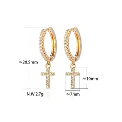 Ronde kristallen hoops oorbellen met kruisOorbellen