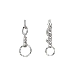 AENSOA punk silver earring for women -  heart pendant -  small hoop