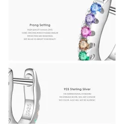 Sterling Silver zircon hoop earrings for women - turquoise in color - high quality - gift